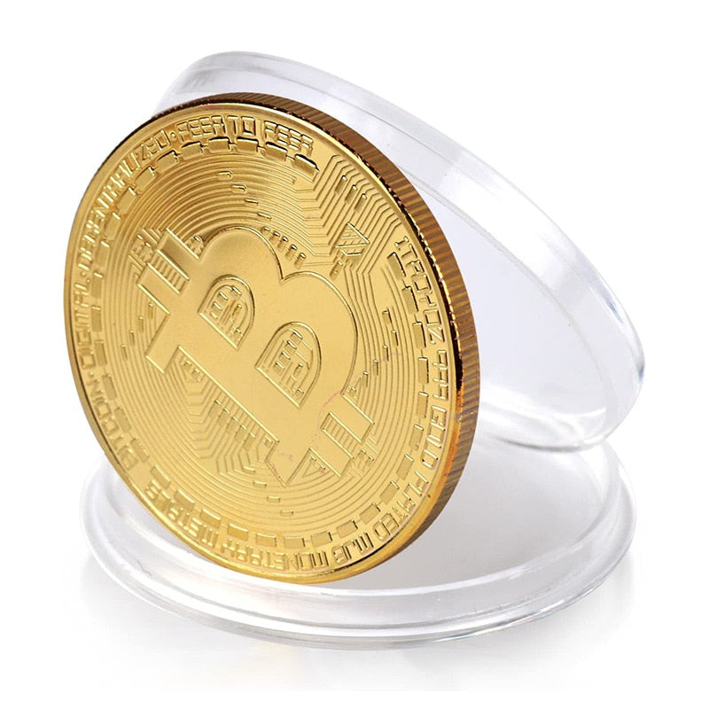 Gold Plated Bitcoin Coin Collectible Art Collection Gift Physical Commemorative Casascius crypto coin Metal Antique Imitation